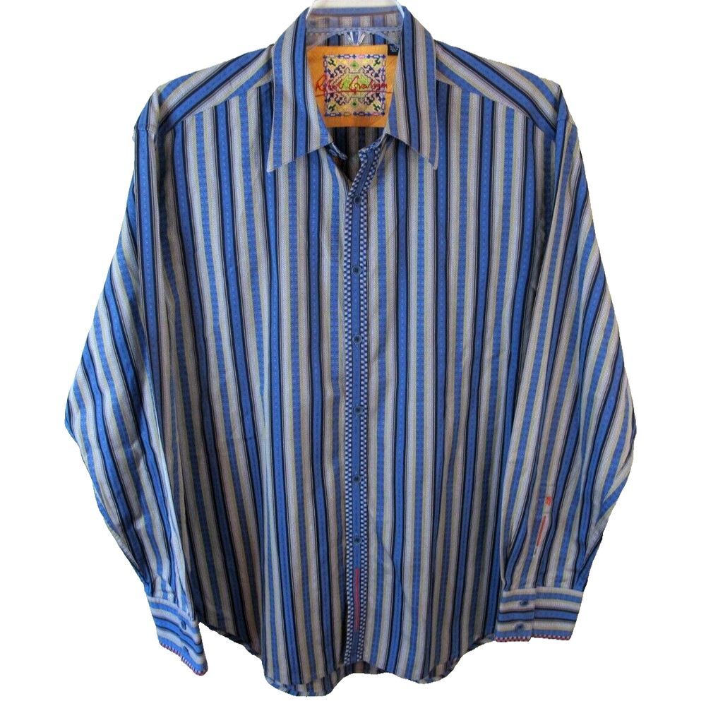 Robert Graham Long Sleeve Button Up Flip Cuff Shirt Men's‎ XL Striped